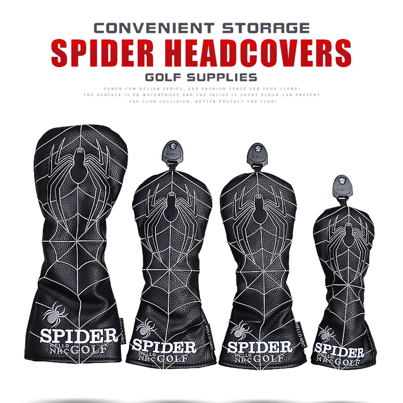 Spider Golf Headcover – PU Leather Waterproof Club Cover for Driver