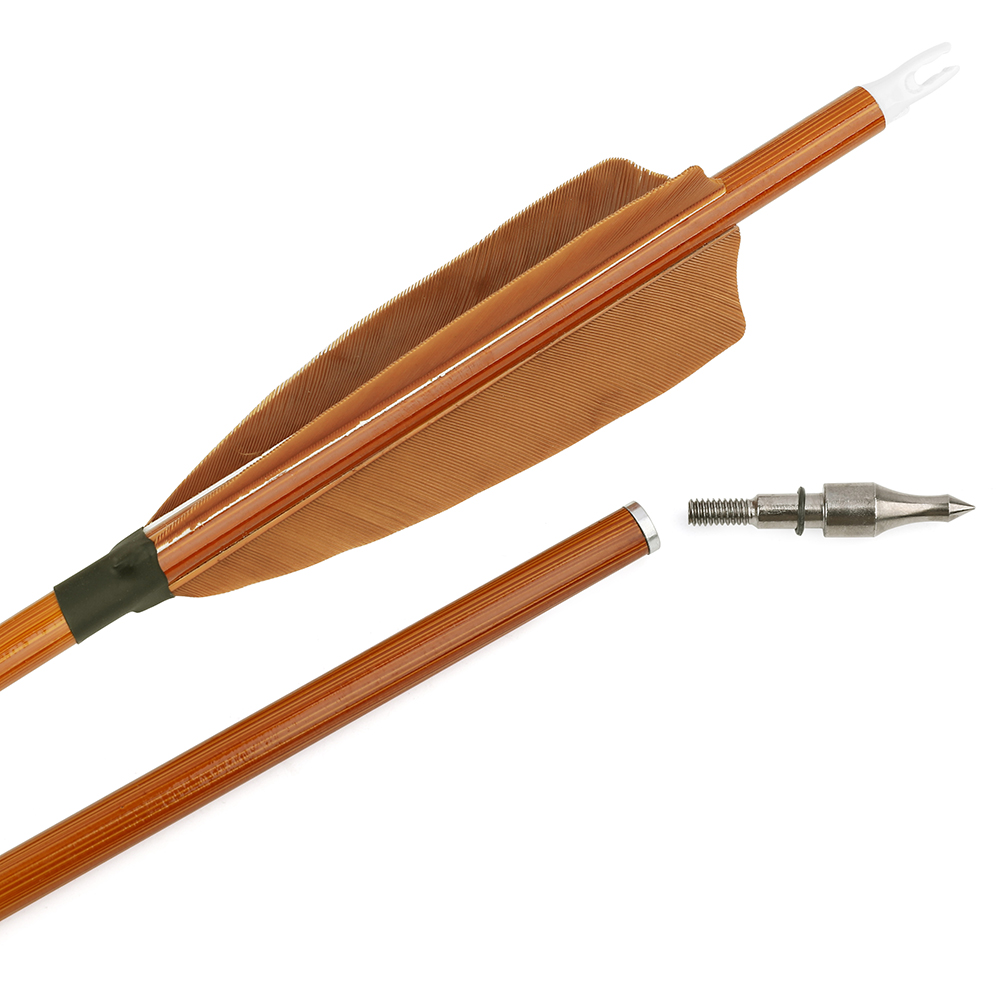 12 pcs SHARROW 500 Spine Carbon Bamboo Arrows 4" Brown Feathers 12pcs