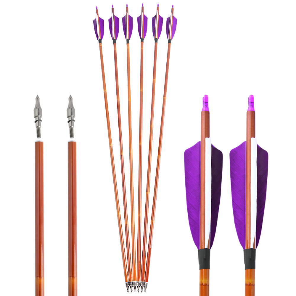 SHARROW Bamboo Carbon Arrows 500 Spine 2 Purple 1 White