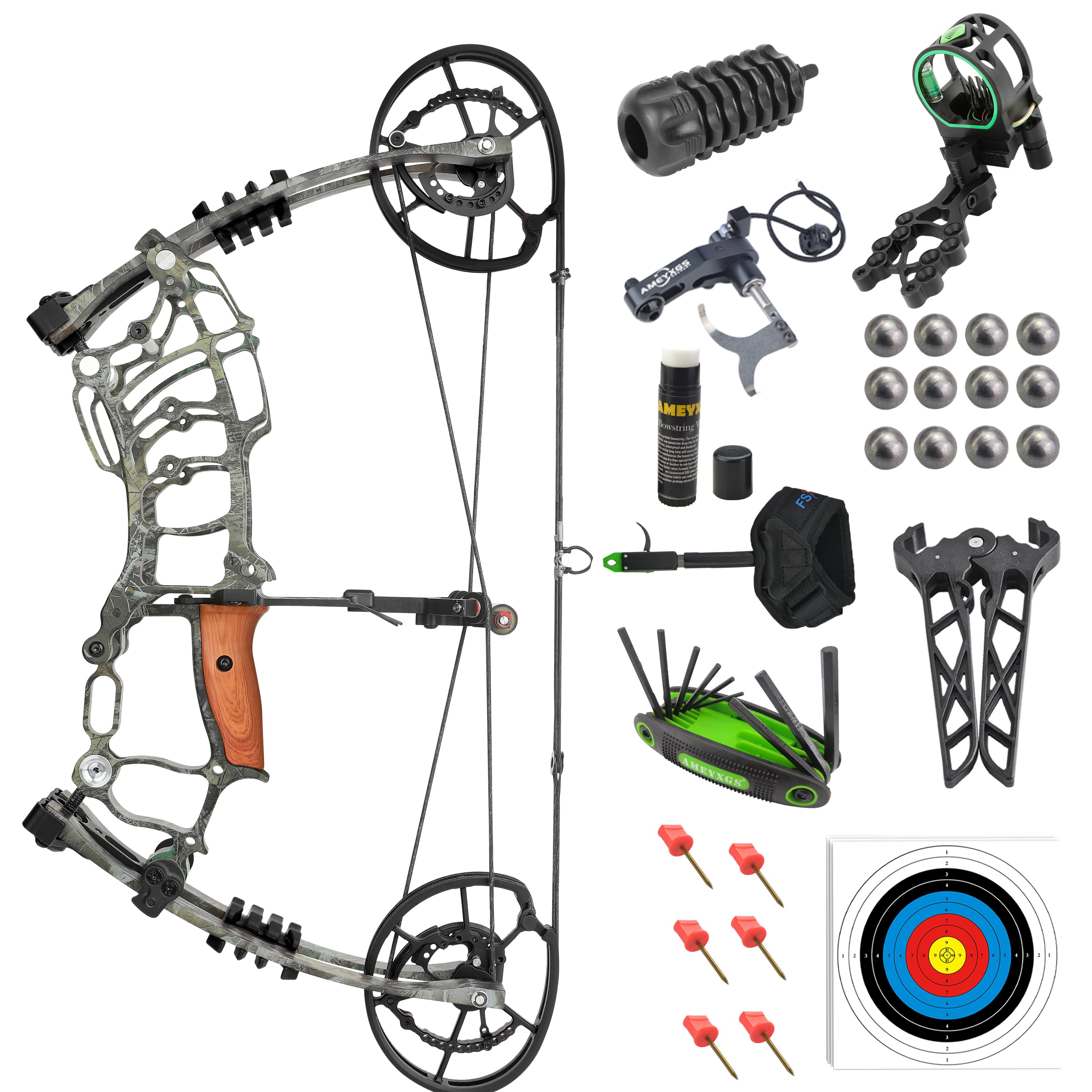 Short Axis Dual-Use Compound Hunting Bow Kit 30–70lbs
