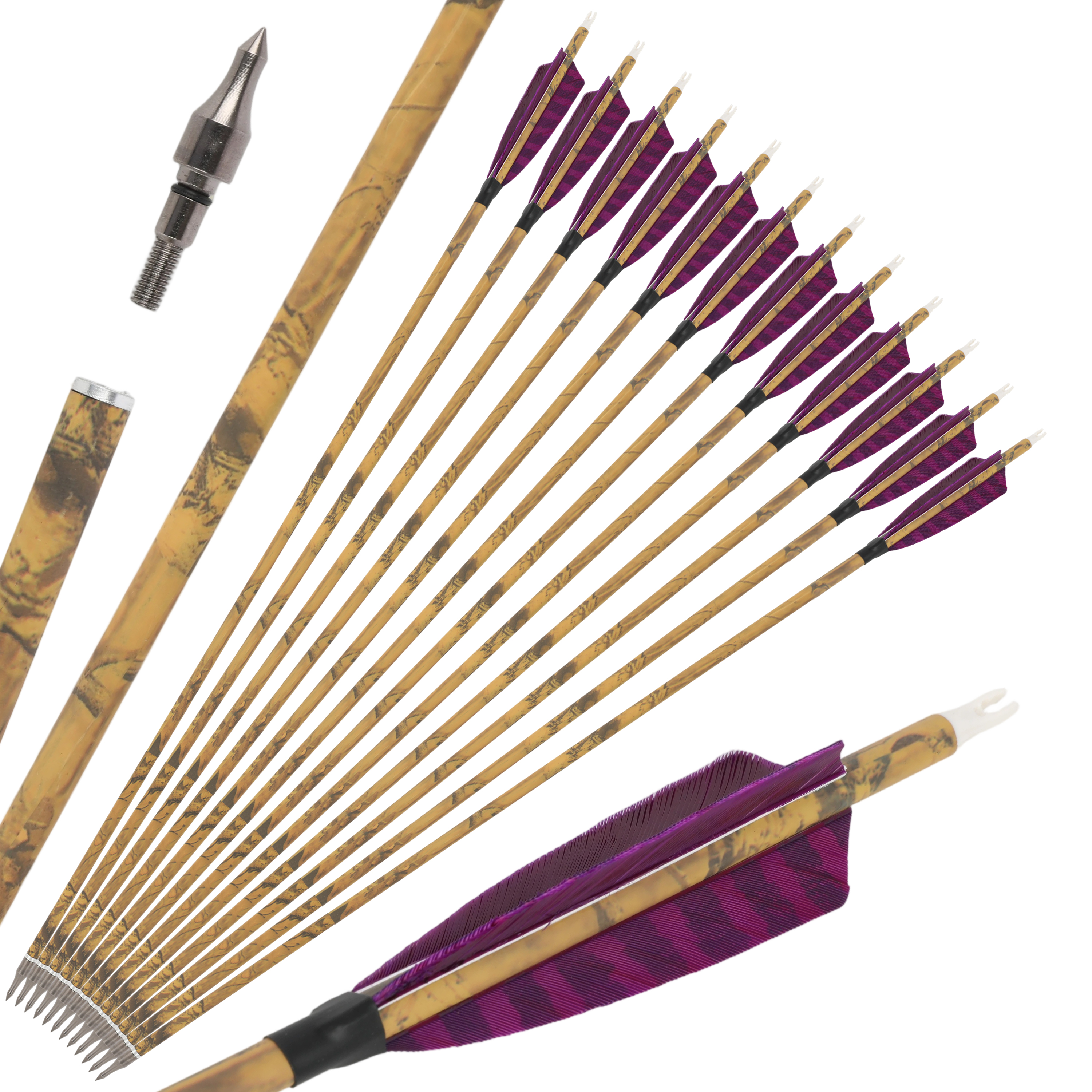 Mixed Carbon Arrows SP500 (12-Pack) with 100 Grain Tips