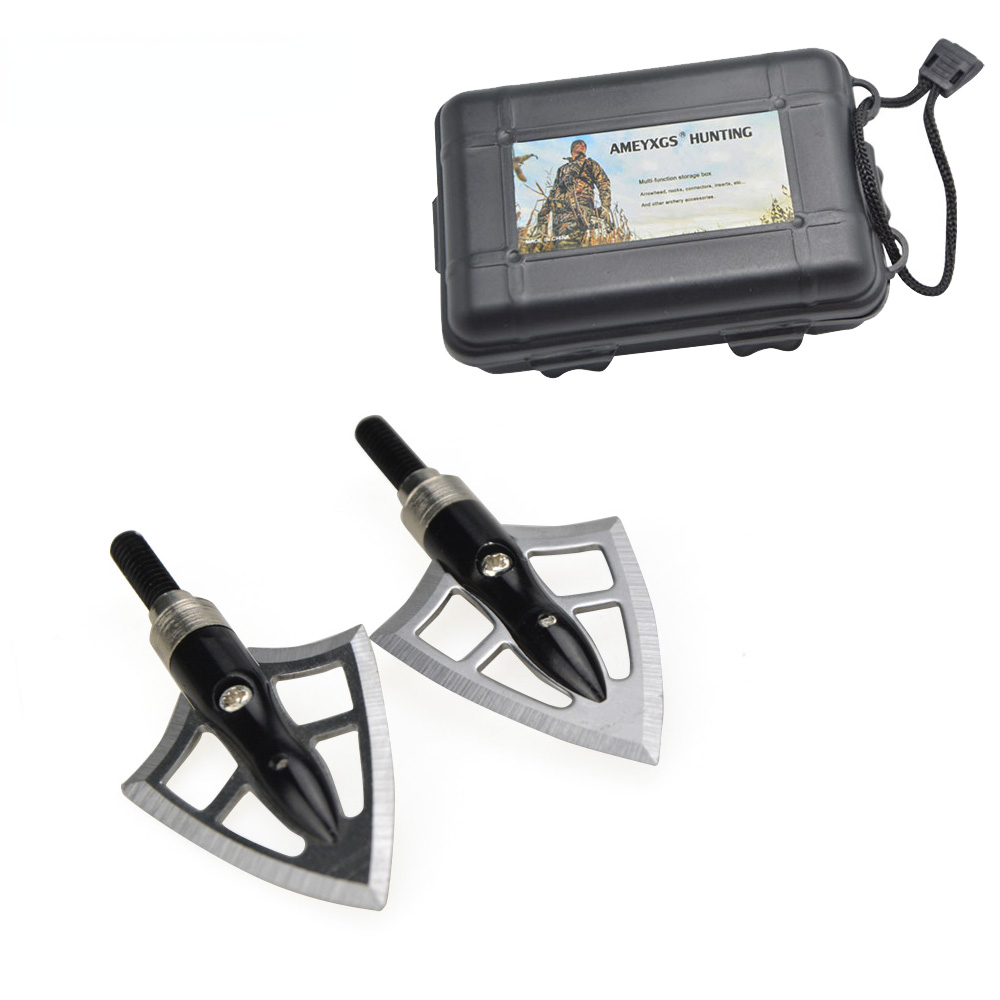 12pcs  Archery 100gr Broadhead Arrow Points with Storage Box Arrowhead Tips Shape Arrow Heads for Hunting 