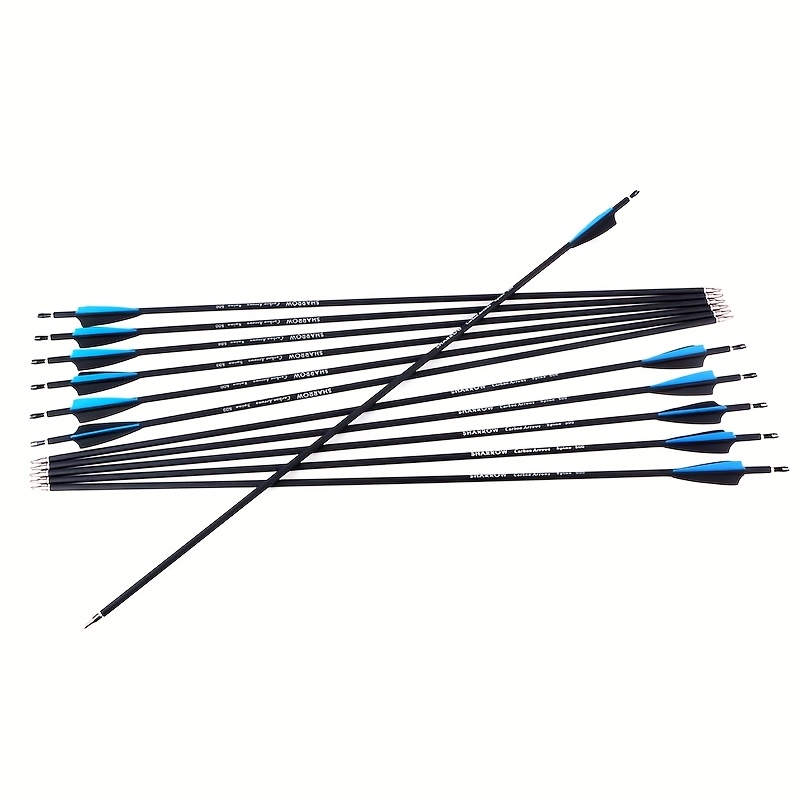 Blue-Black Mixed Carbon Arrows – 12pcs, 500 Spine