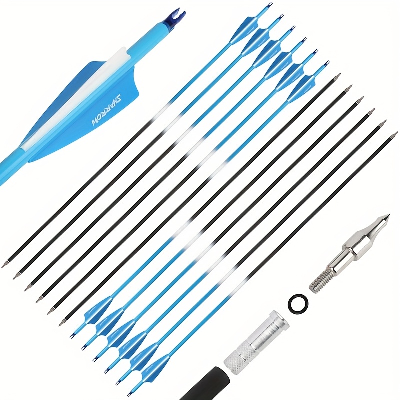 12pcs 30" Mixed Carbon Arrows with Rubber Vanes – 500 Spine