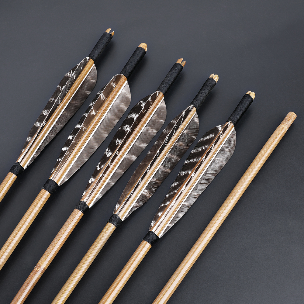 5" Snow Spotted Feather Bamboo Arrows 6pcs