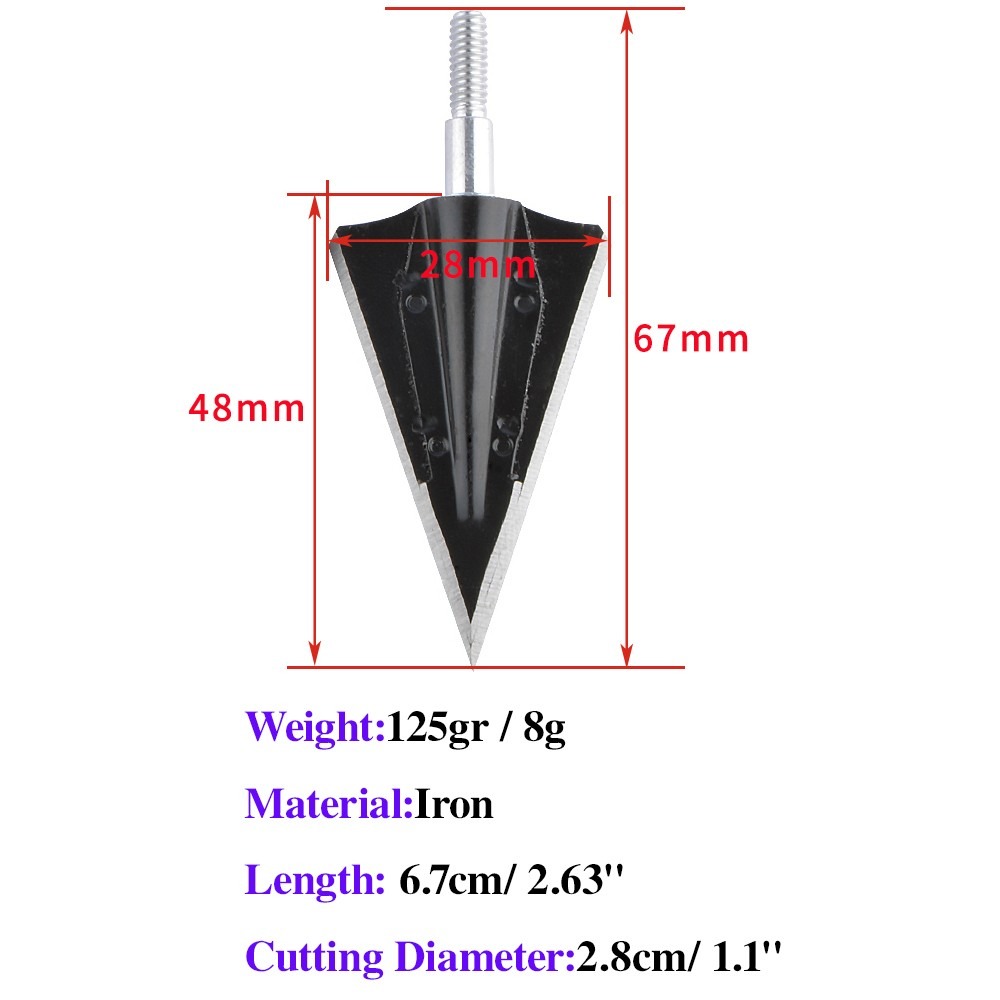 125gr Archery Hunting Broadheads Iron Arrow Tips 6/12pcs