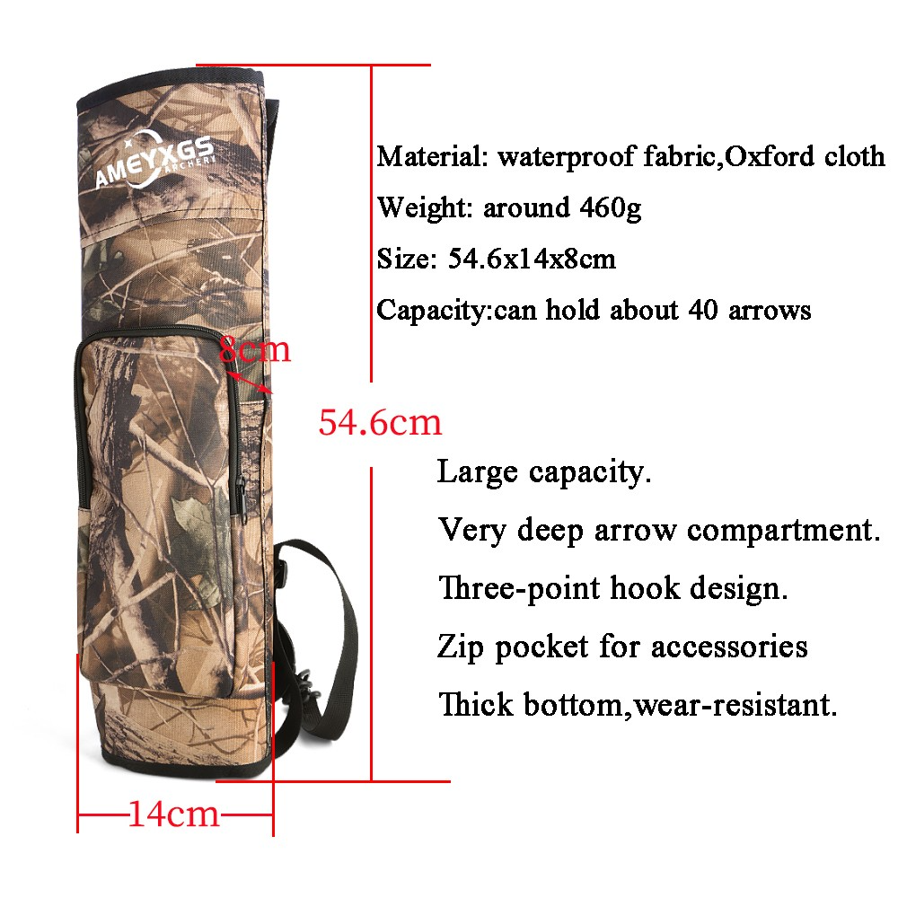 Large Capacity Archery Arrow Quiver – Black & Camo