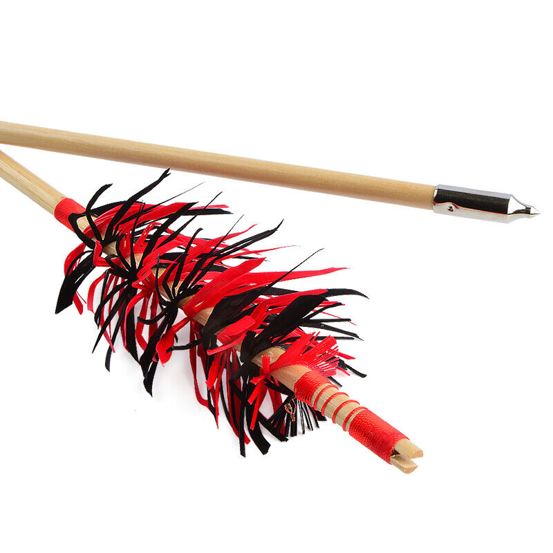 12X Wooden Arrows Handmade Shaft Archery Flu-Flu Spiral Wrap Feather Longbow Hunt
