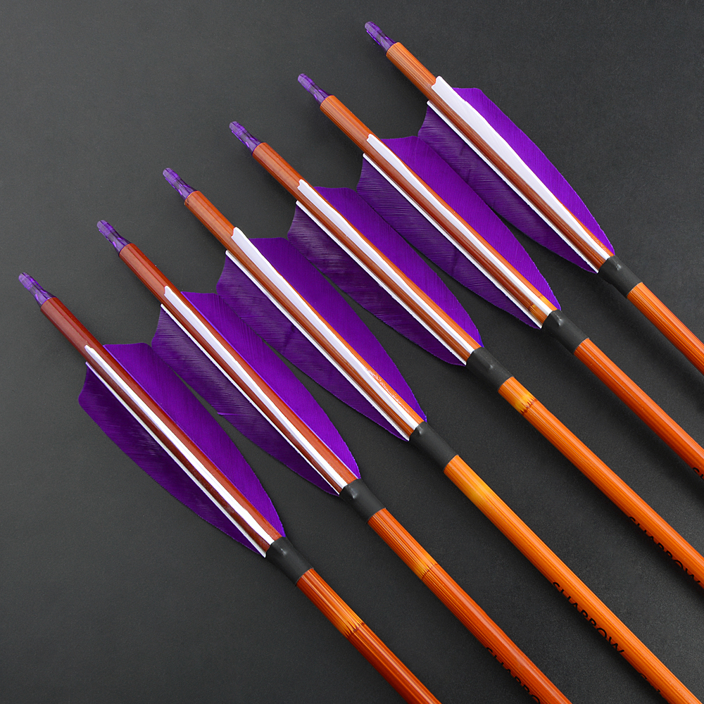SHARROW Bamboo Carbon Arrows 500 Spine 2 Purple 1 White