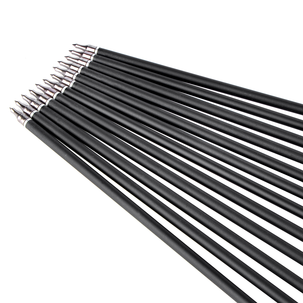 12pcs Mixed Carbon Archery Arrows with Rubber Feathers and 6 Yellow Jade Arrowheads