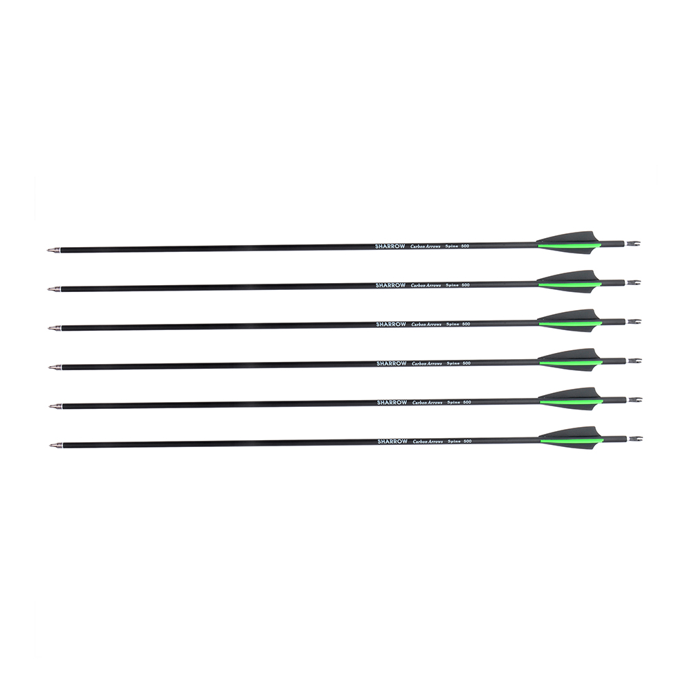 12pcs Mixed Carbon Archery Arrows with Rubber Feathers and 6 Yellow Jade Arrowheads