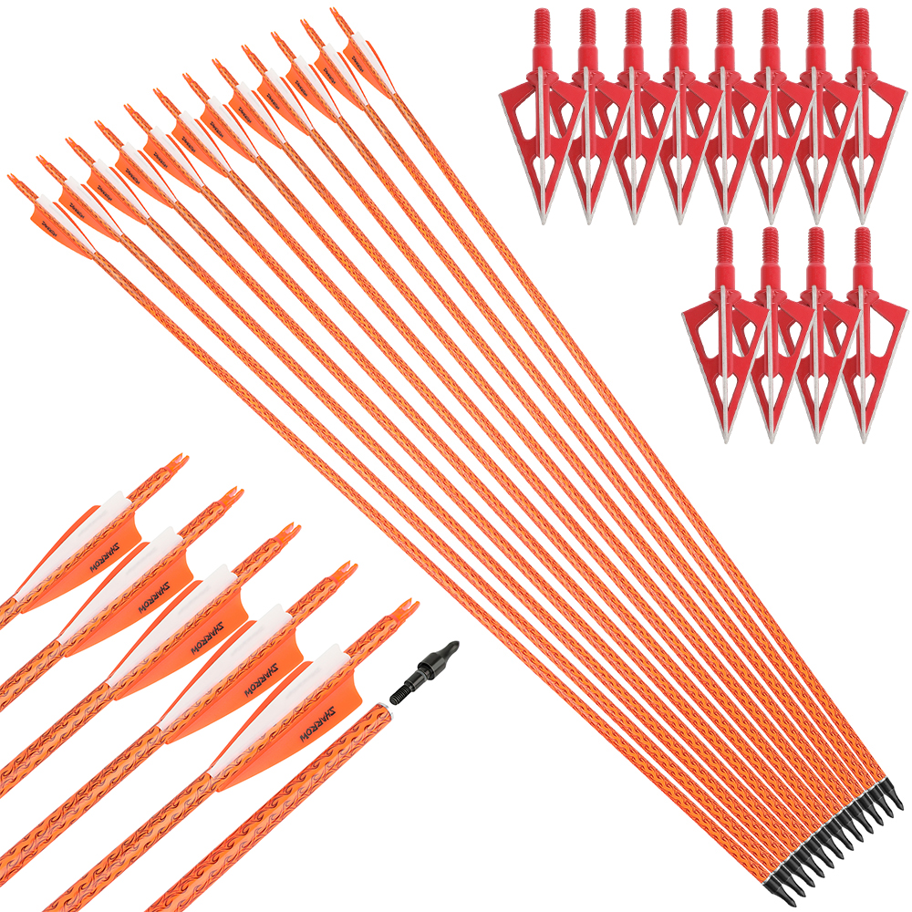 Hunting Arrows 12pcs 30 in 500 Spine Carbon Shooting Set