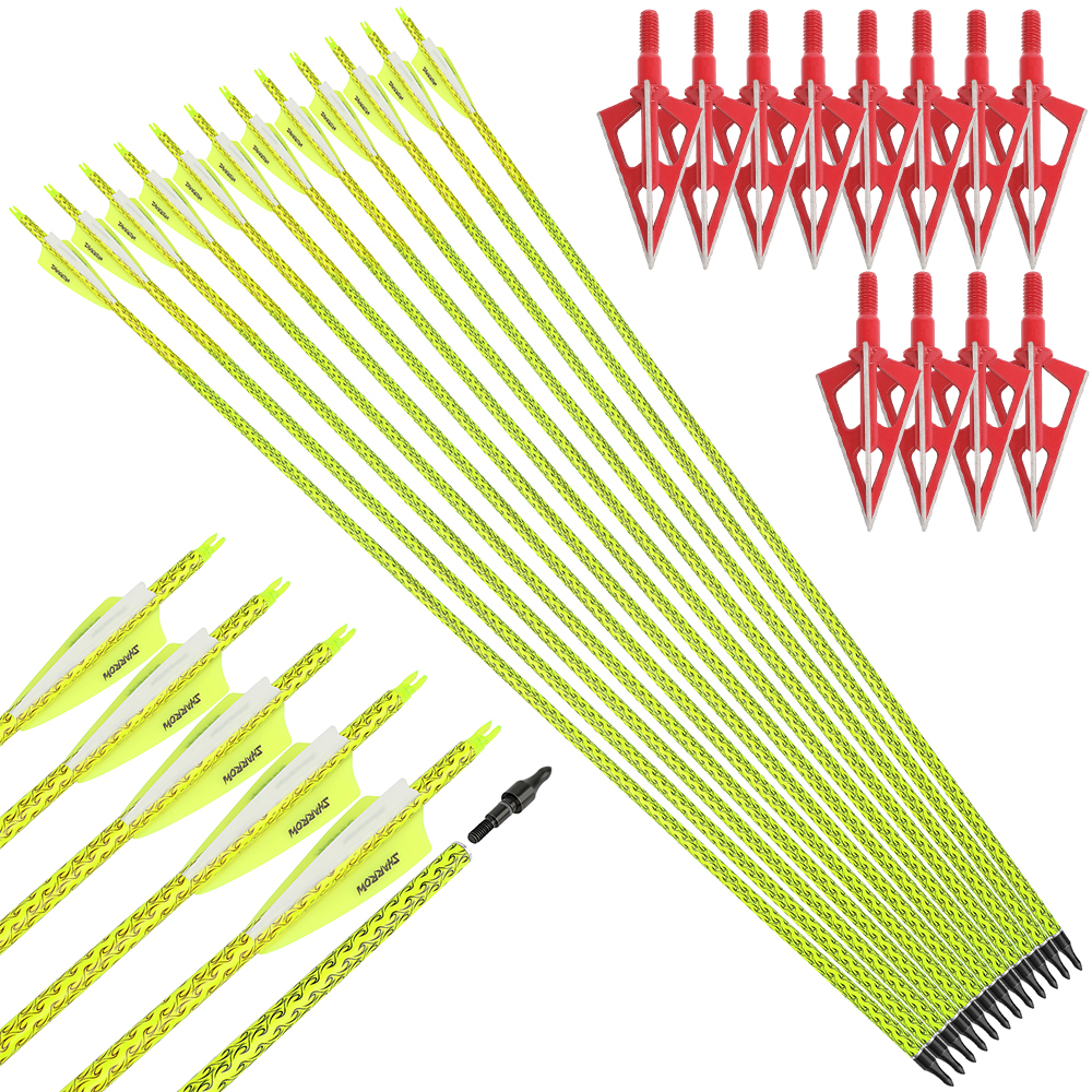 Hunting Arrows 12pcs 30 in 500 Spine Carbon Shooting Set