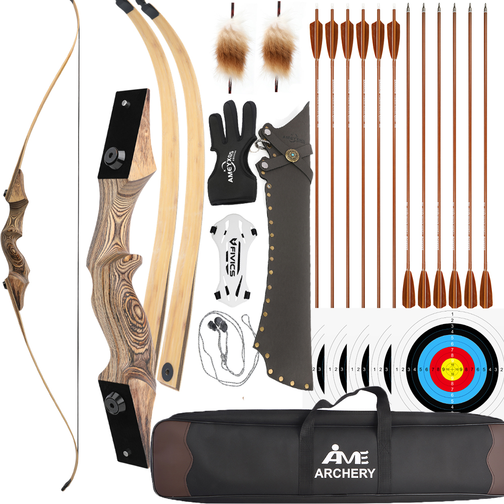 60" Takedown Recurve Bow Wooden Riser Bamboo Limbs