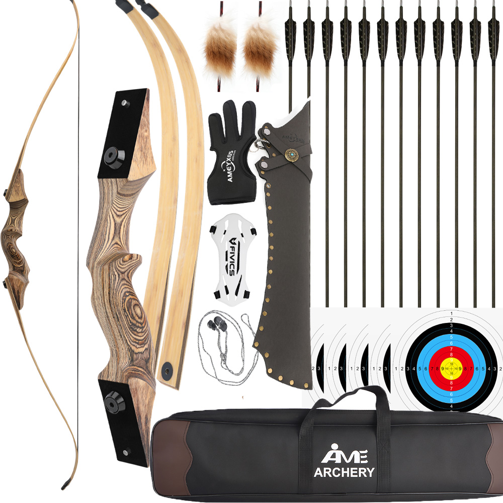 60" Takedown Recurve Bow Wooden Riser Bamboo Limbs