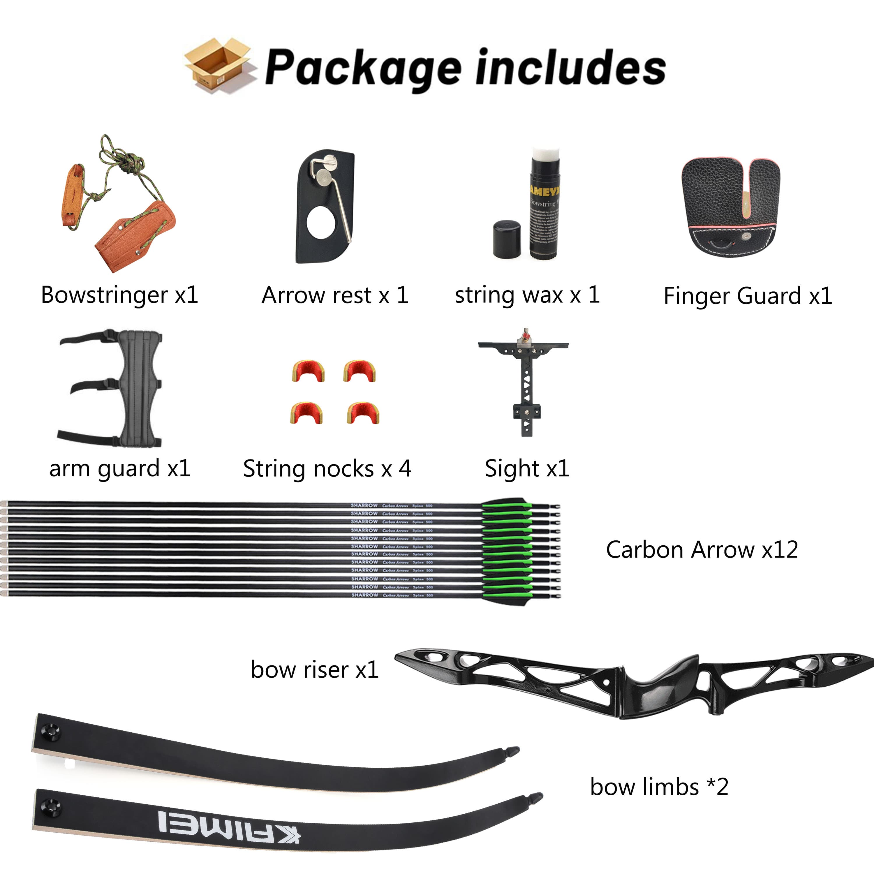 KAIMEI Competition Recurve Bow Takedown Archery Hunting 12-40# @28"