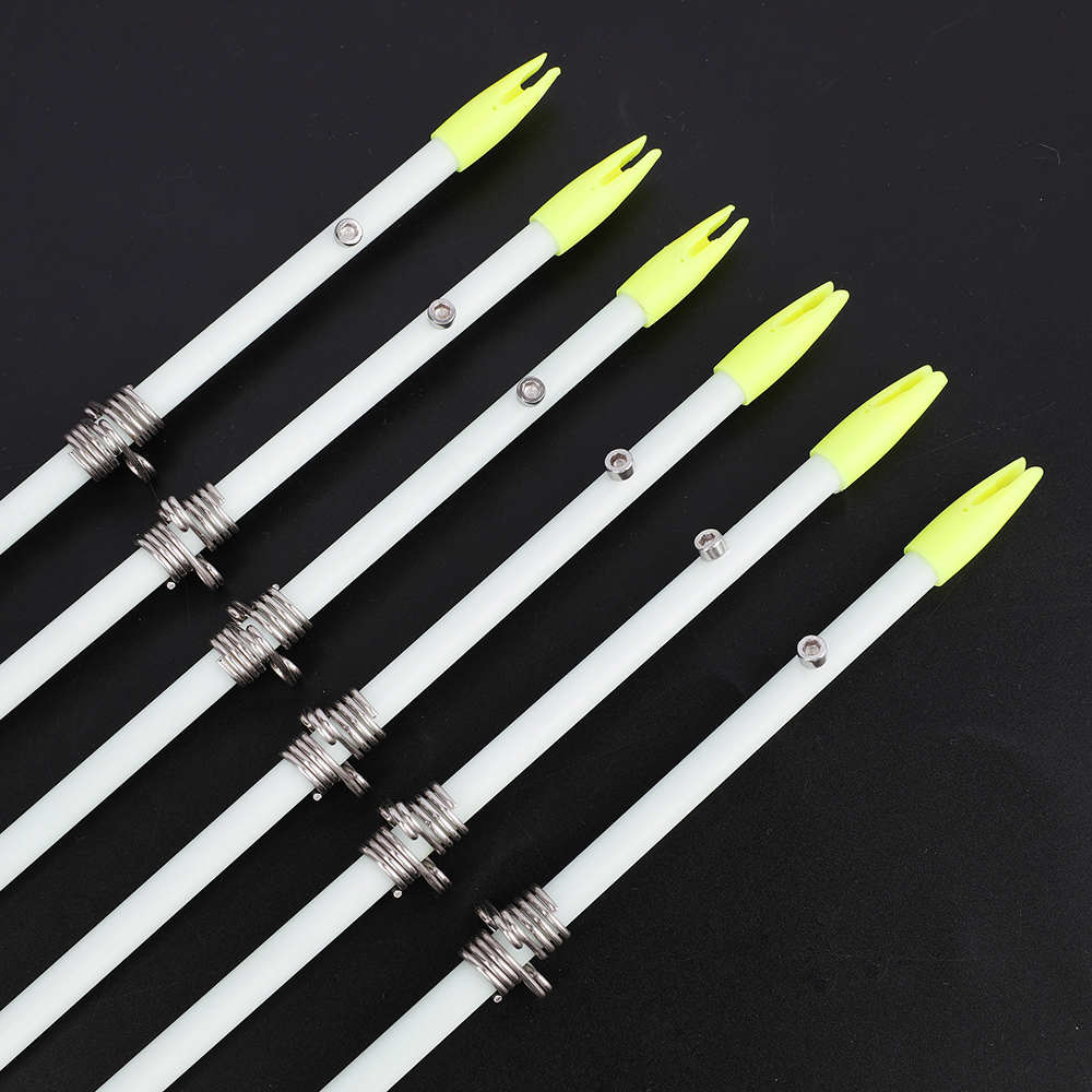 White Bowfishing Arrows Longhead 12pcs with Fluorescent Nocks