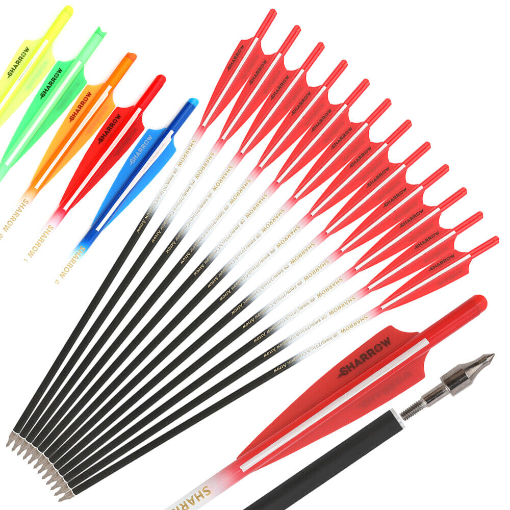12pcs 16" 17" 18" 20" 22" Crossbow Bolts Carbon Arrows Vanes Bow Archery Hunting Shoot