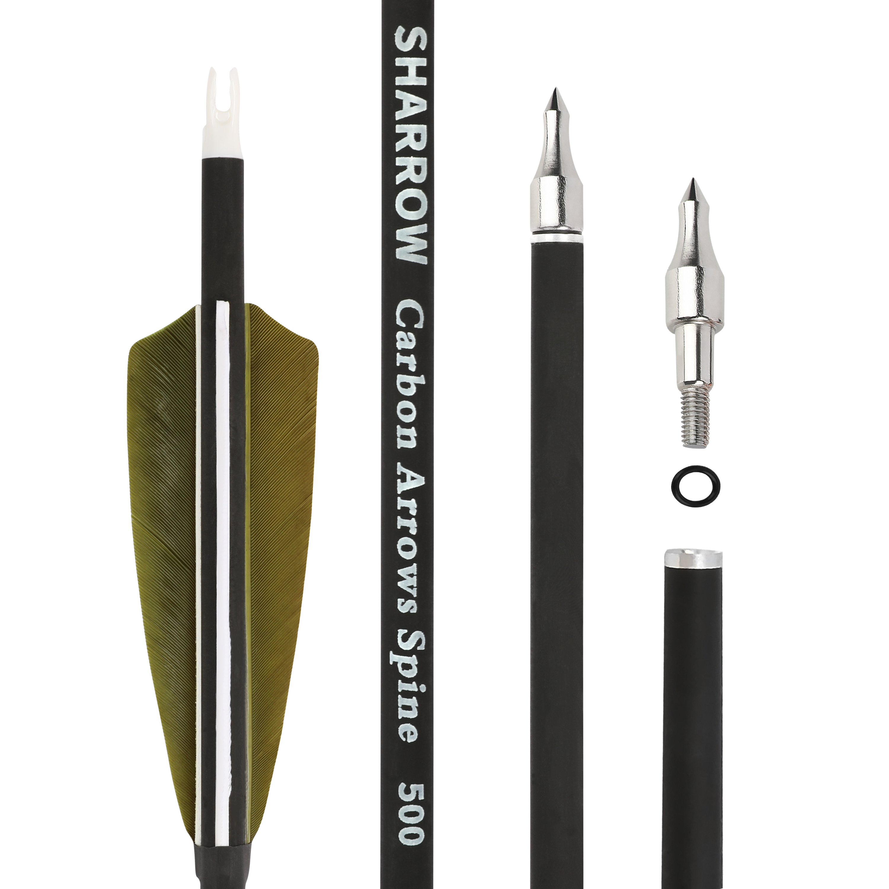 Real Feather Carbon Mixed Arrows 30inch 500 Spine with 4-inch Shield Fletching – Target Practice Archery