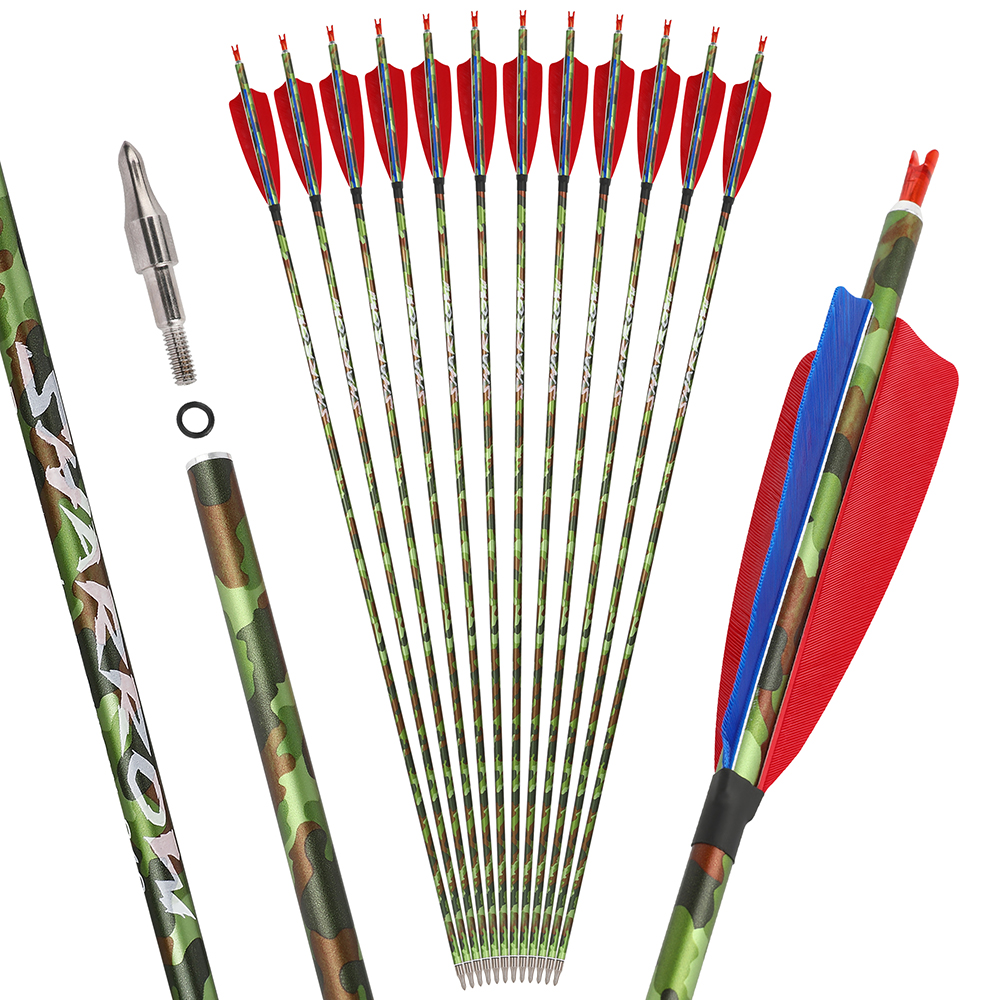 Hunting Arrows 4" Feather 340 Spine Carbon Shaft