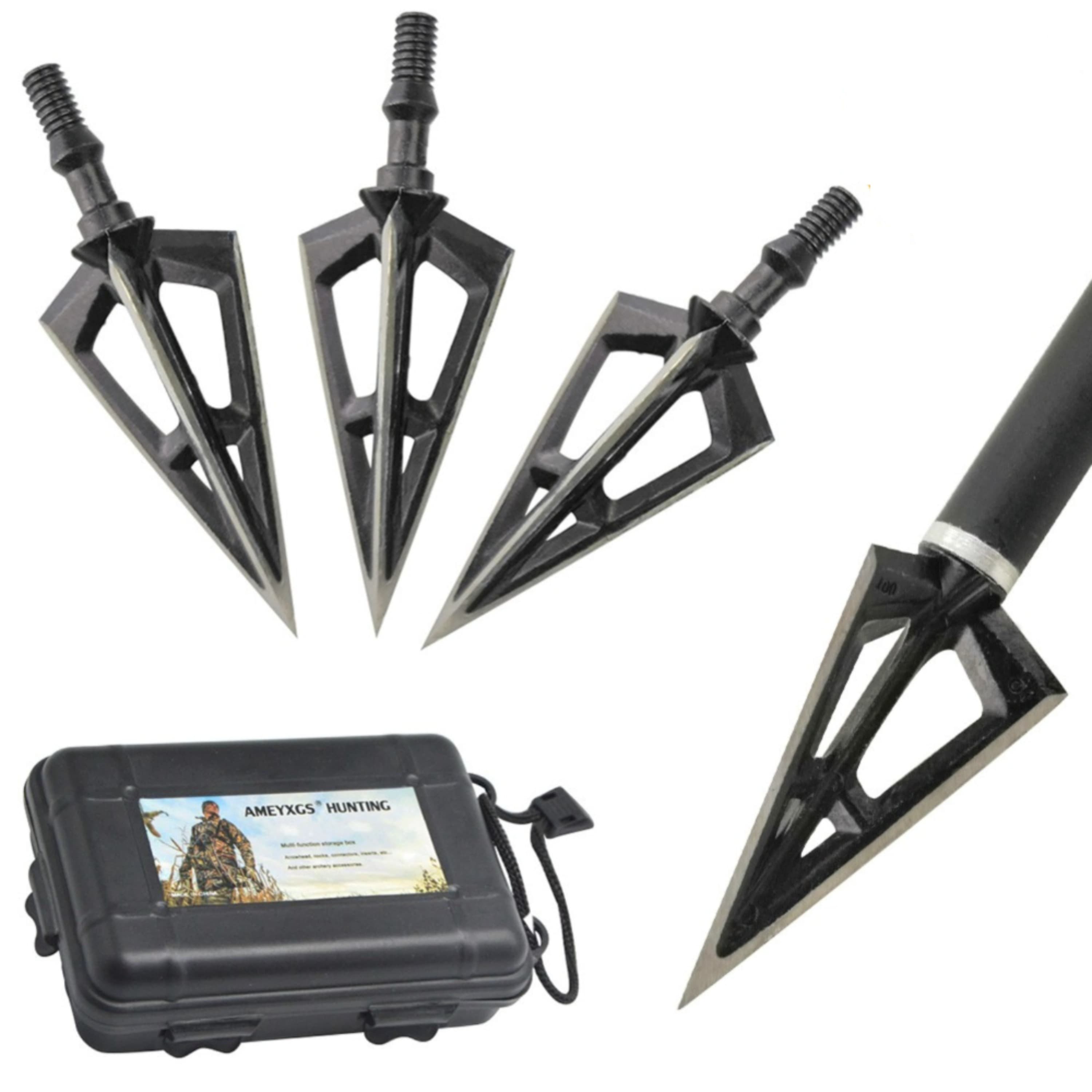 100 Grain Arrowheads 3 Fixed Blades Hunting Points Stainless Steel