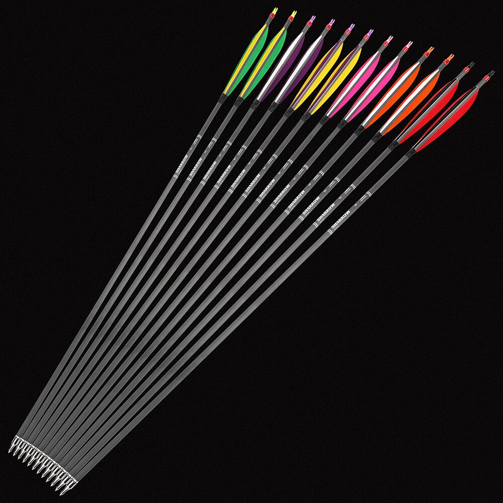 6" Shuttle Feathers Mixed Carbon Arrows HX Series – 6/12pcs