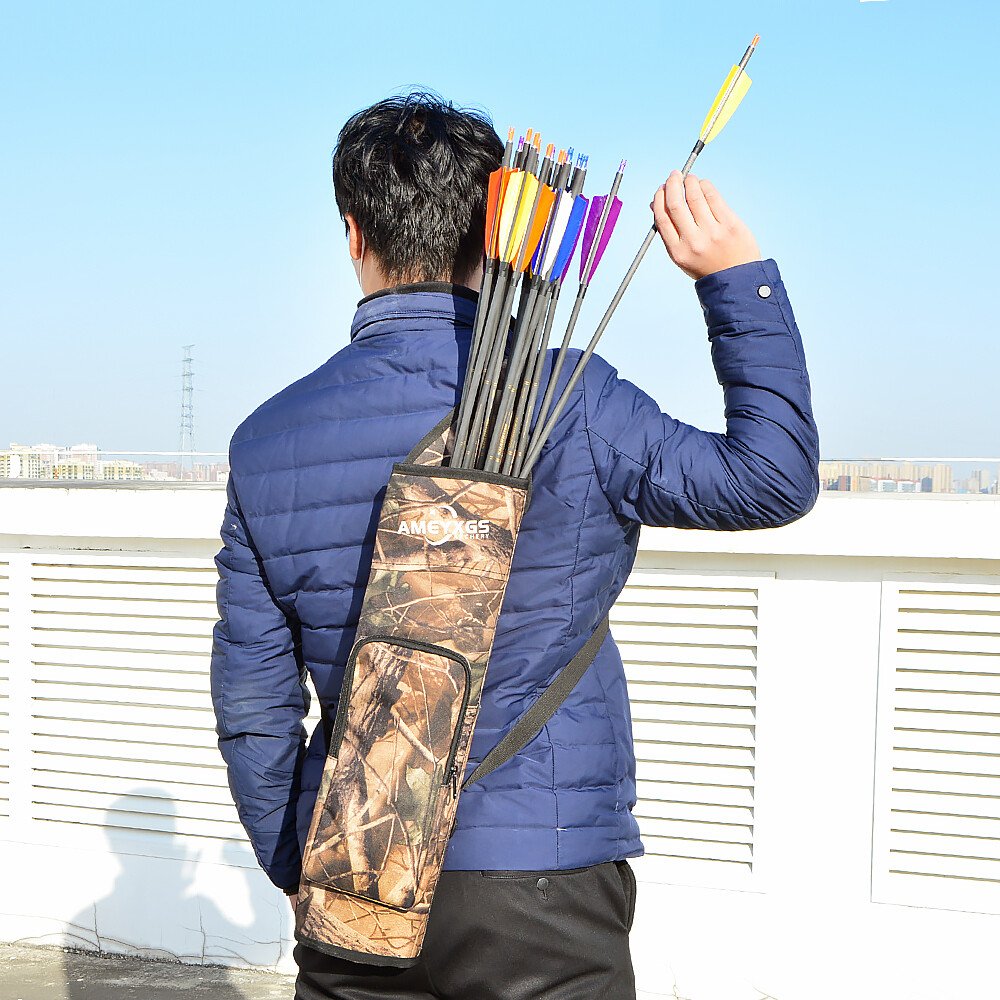 Large Capacity Archery Arrow Quiver – Black & Camo