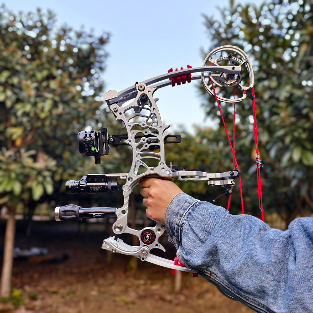 Gray CNC Mini Compound Bow 30-75lbs Steel Ball 330FPS