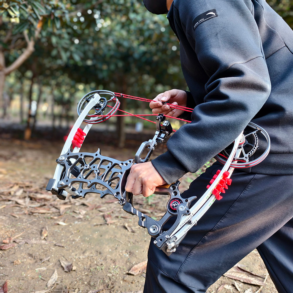 Gray CNC Mini Compound Bow 30-75lbs Steel Ball 330FPS