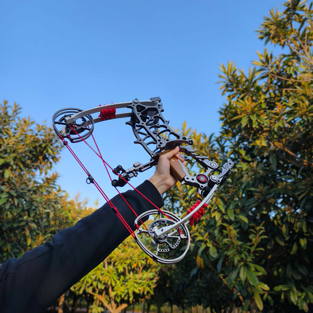 Gray CNC Mini Compound Bow 30-75lbs Steel Ball 330FPS