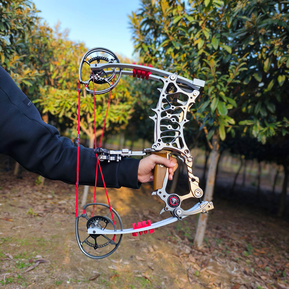 Gray CNC Mini Compound Bow 30-75lbs Steel Ball 330FPS