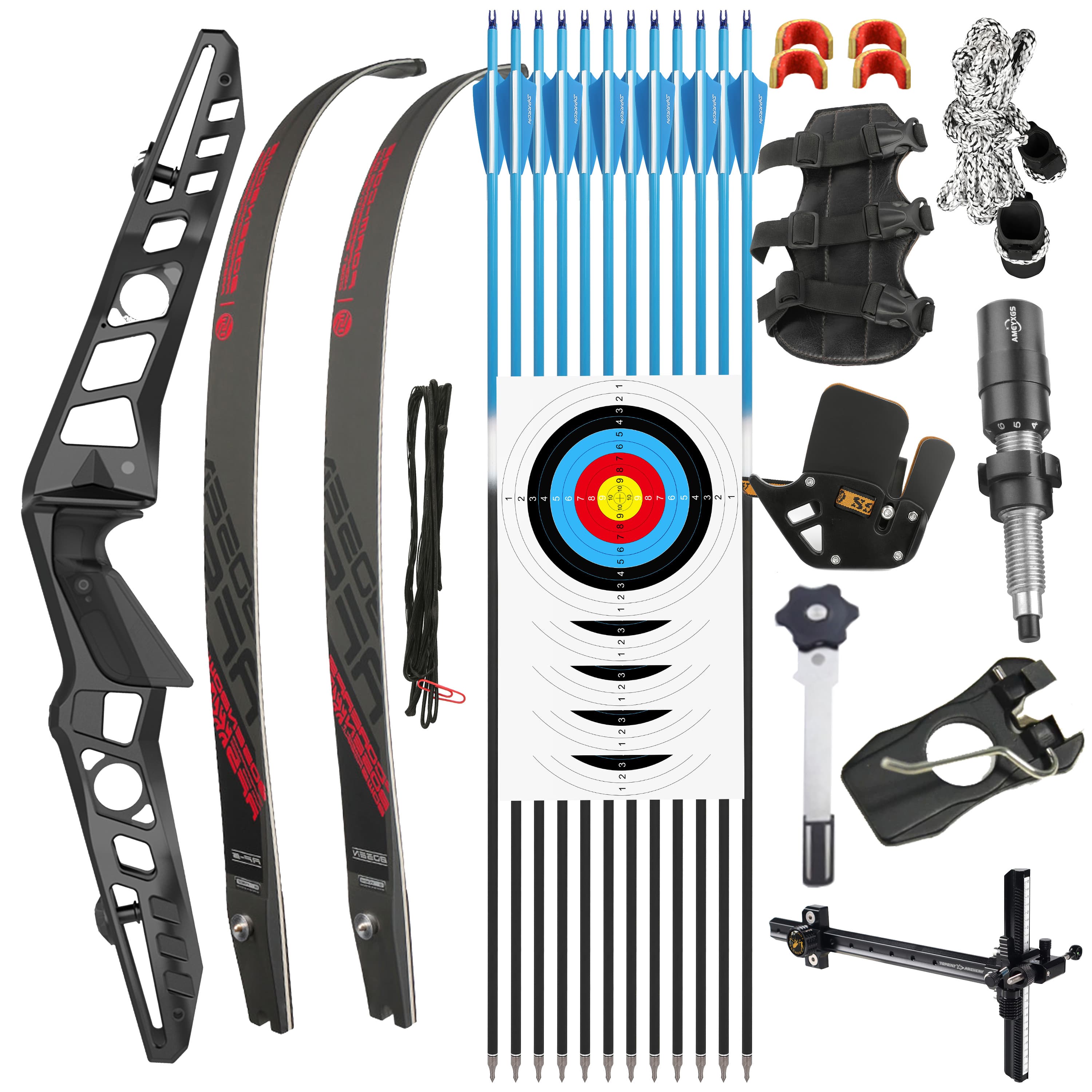 64" Recurve Bow Package ILF 20-60lbs Takedown Bow Shooting