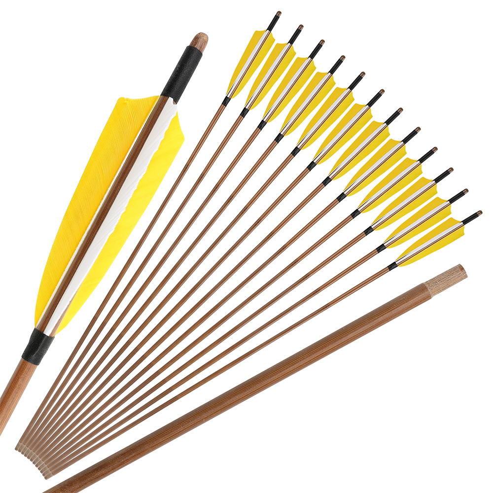5-Inch Shield Feather Bamboo Arrows 6/12pcs – 8mm Shaft