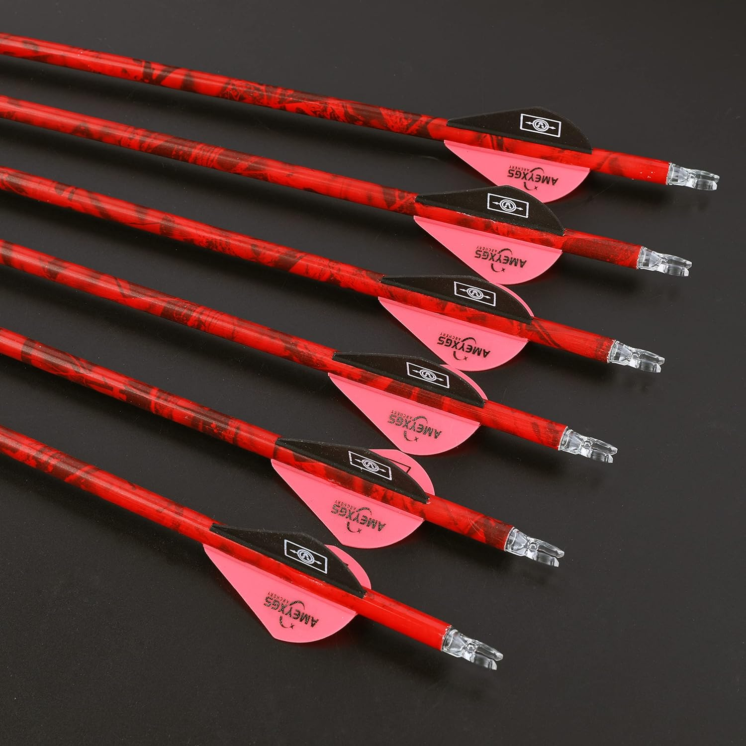 30" Mix Carbon Arrows Archery Hunting Arrows Spine 500 with Removable Tips Targeting Practice Arrows for Compound Recurve Bow