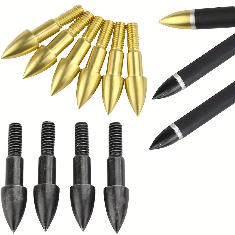 75 Grain Brass Arrow Tips Set – 24pcs, Yellow & Black