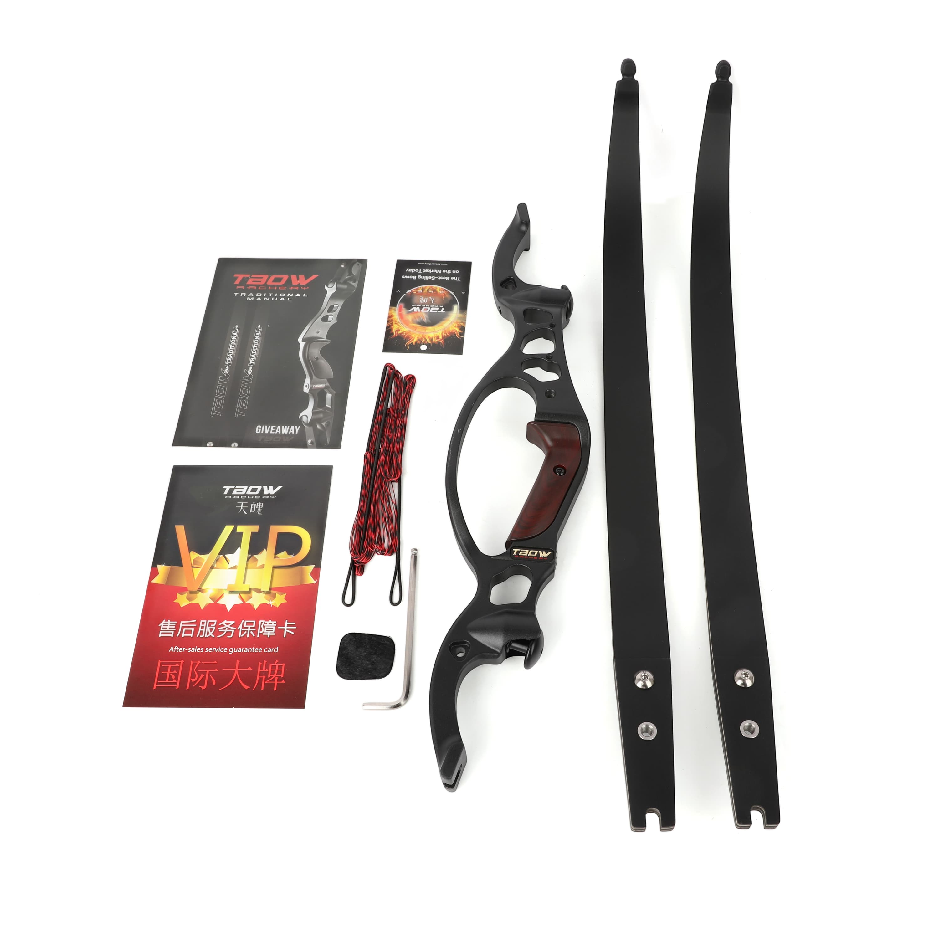 TBOW 64" Recurve Bow Package F Socket 21" Riser 30-50 lbs 