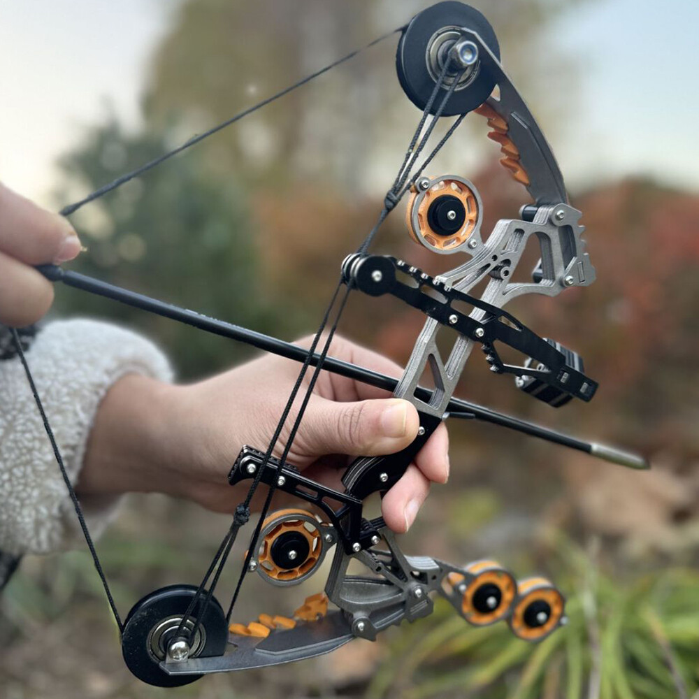 Mini Indoor Compound Bow 10lb Orange Tone Stainless Steel Set