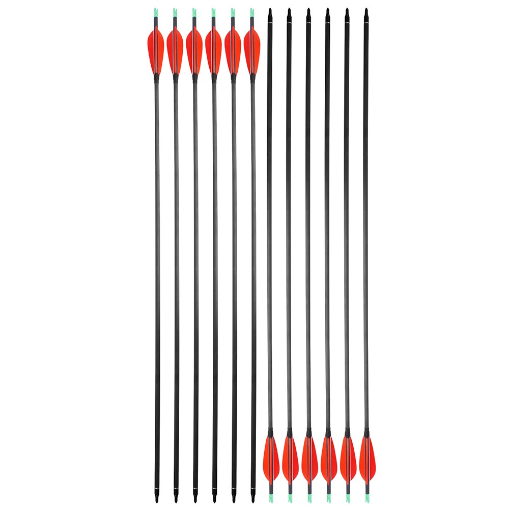 12pcs 30" Carbon Arrows Spine 600 with 4" Turkey Feathers