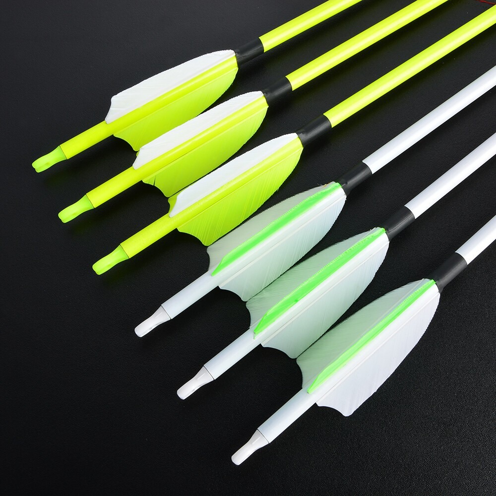 Archery Carbon Arrows 500 Spine 3" Shield Turkey Feather 6/12pcs