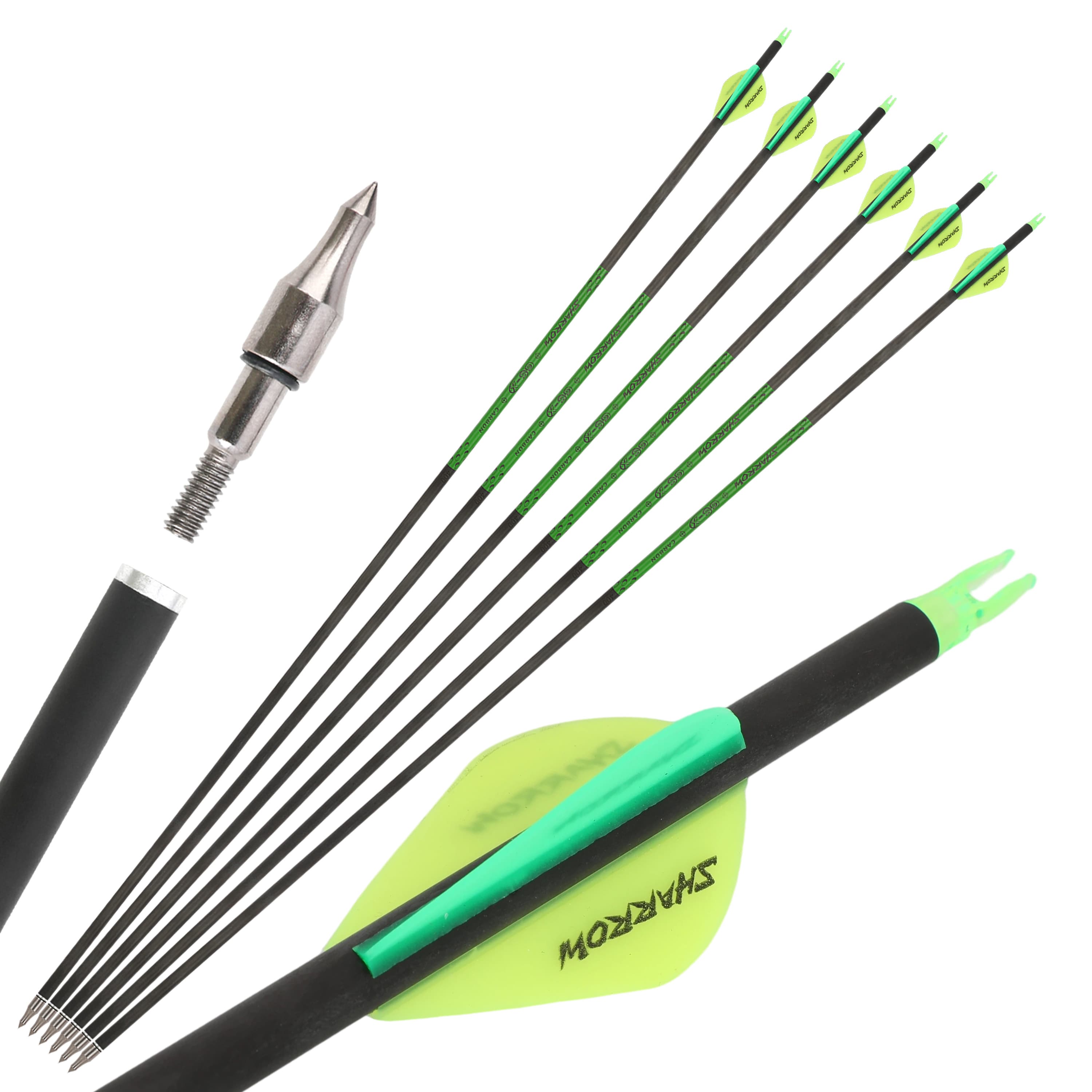 30" Pure Carbon Arrows SP300-800 for Recurve/Compound Archery