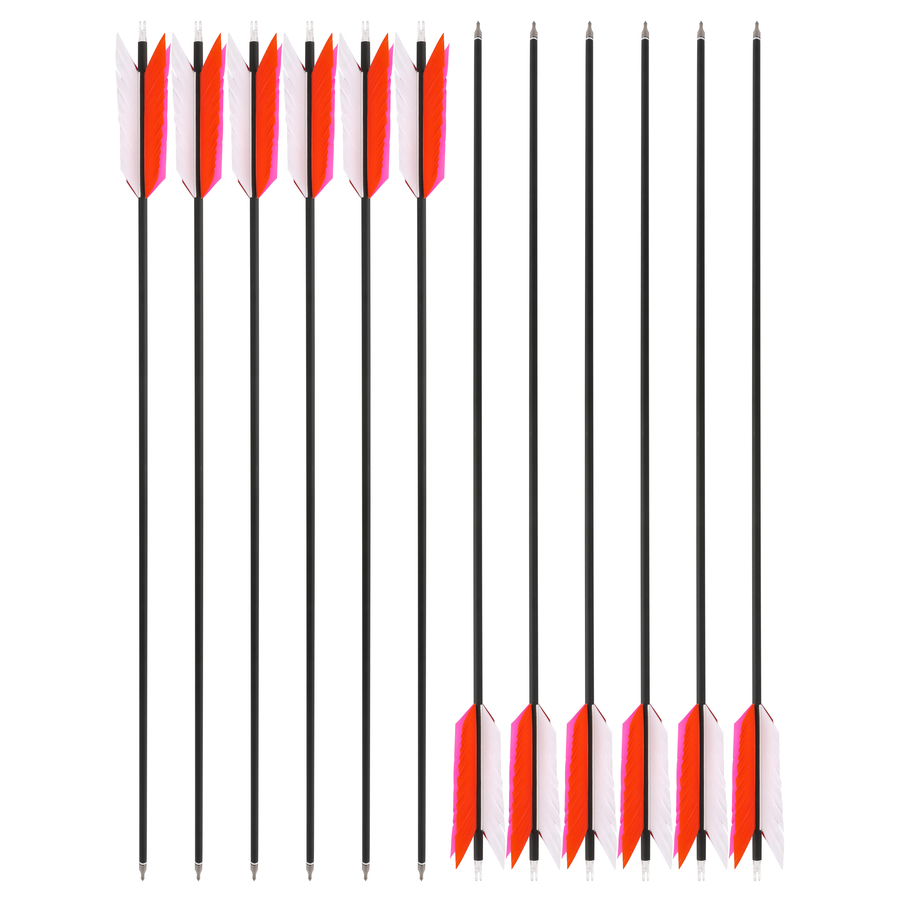 12pcs 30" Carbon Arrows 4"  Feather SP500 Bow Hunt Archery Shoot Target