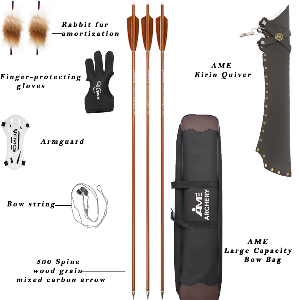 60" Takedown Recurve Bow Wooden Riser Bamboo Limbs