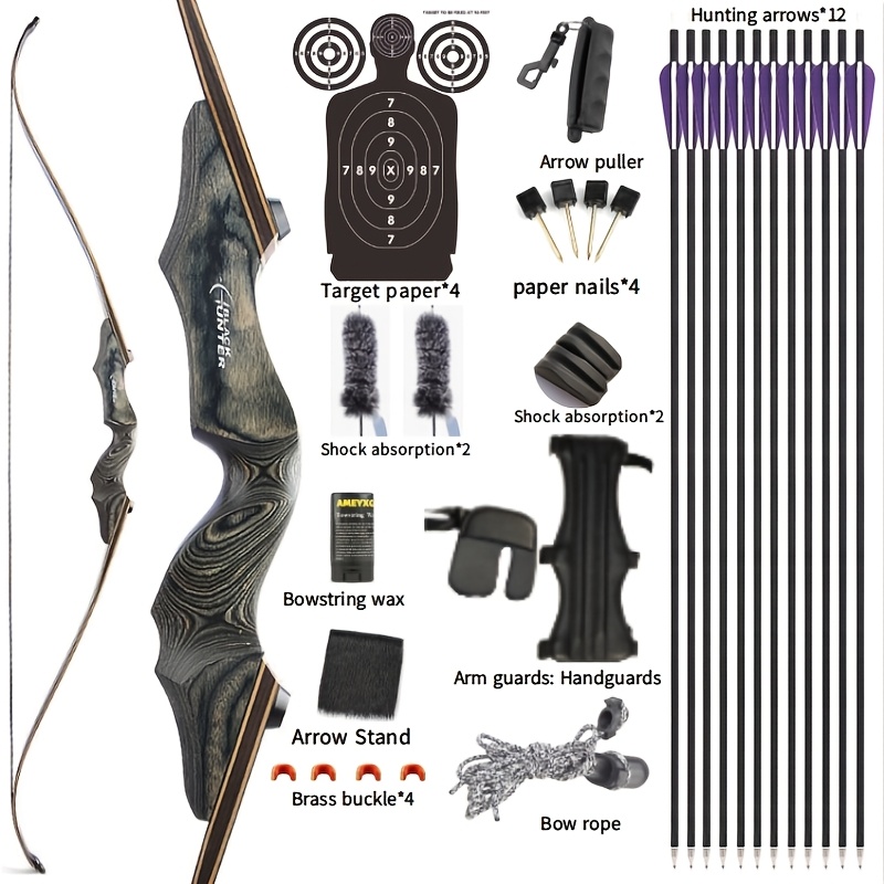 Black Hunter 50lb Detachable Bow – 60in, High-Density Wood