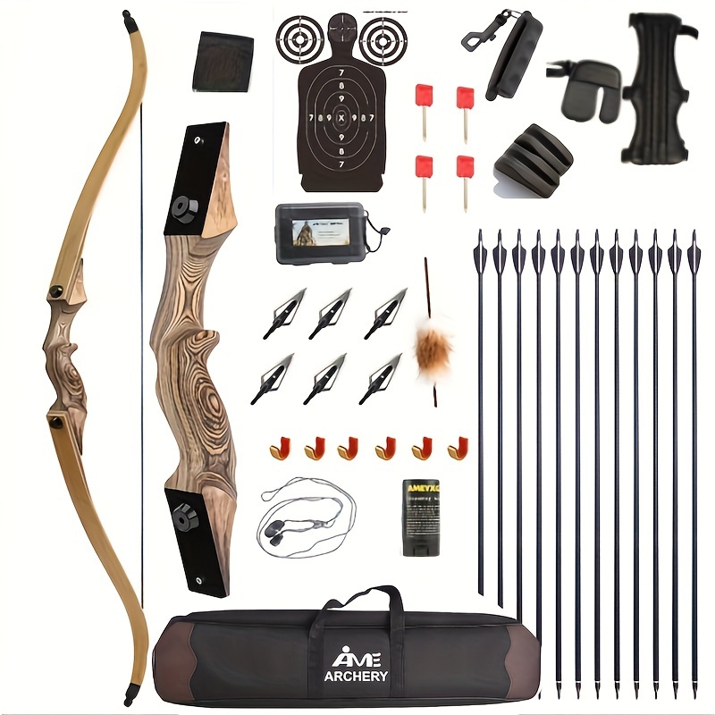 60lbs Recurve Bow Set Outdoor Archery Competition Recurve Bow Recurve Bow Accessories Adult Recurve Bow Set