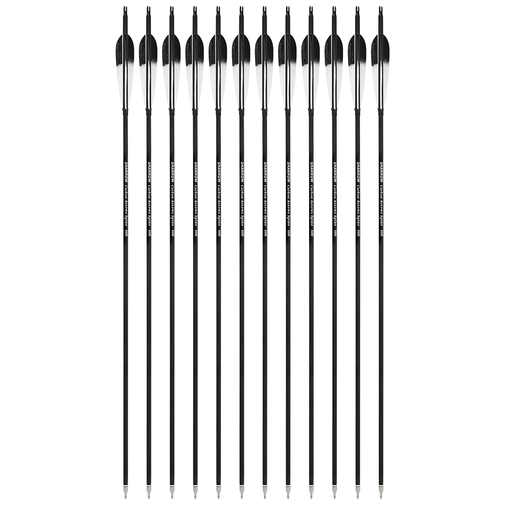 5" Dyed Feather Carbon Arrows 12pcs Black Orange 100gr