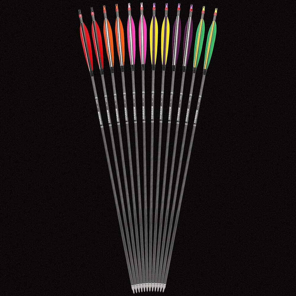6" Shuttle Feathers Mixed Carbon Arrows HX Series – 6/12pcs
