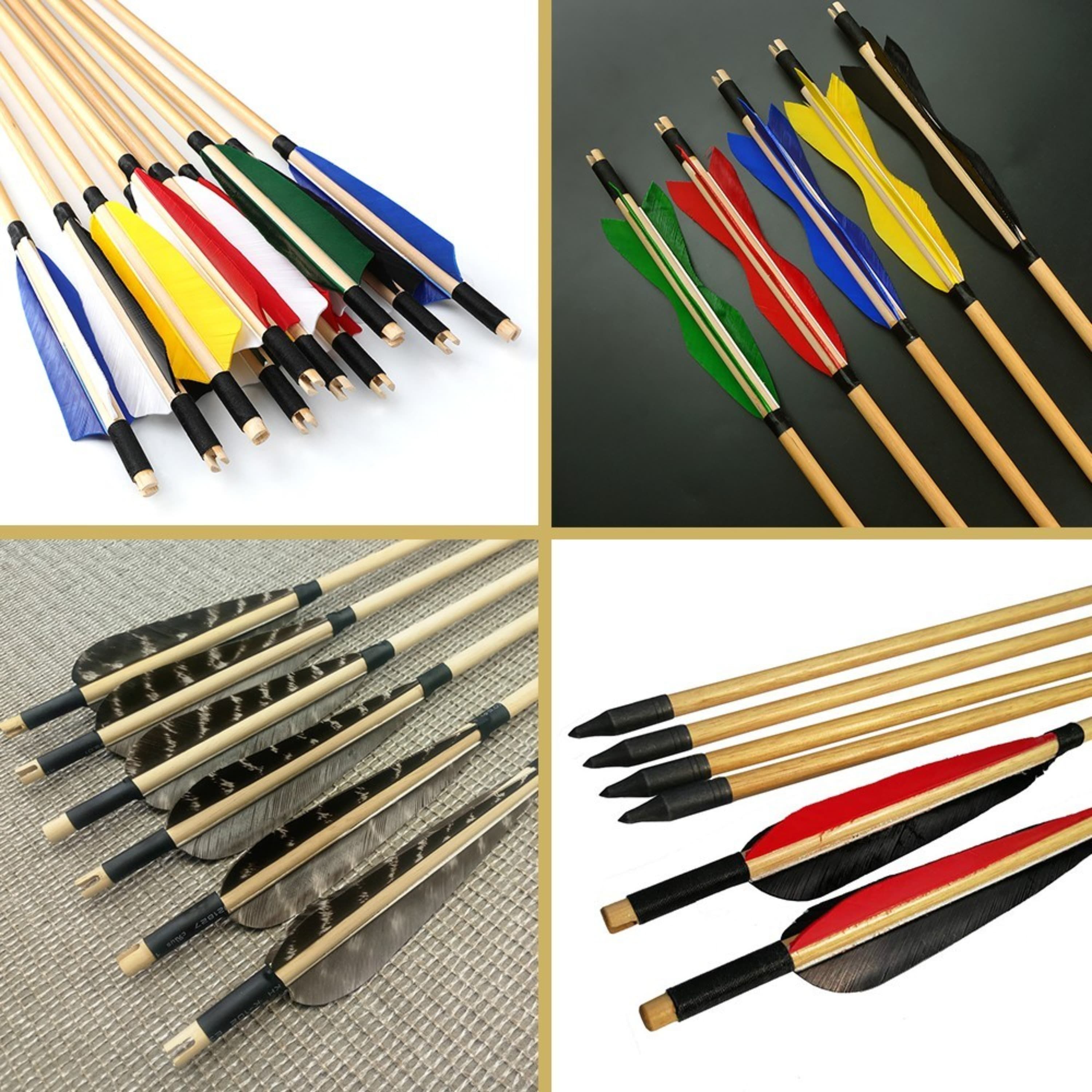 SHARROW Wooden Arrow Shafts Handcrafted Bare Shafts for DIY Archery（12 Pack）