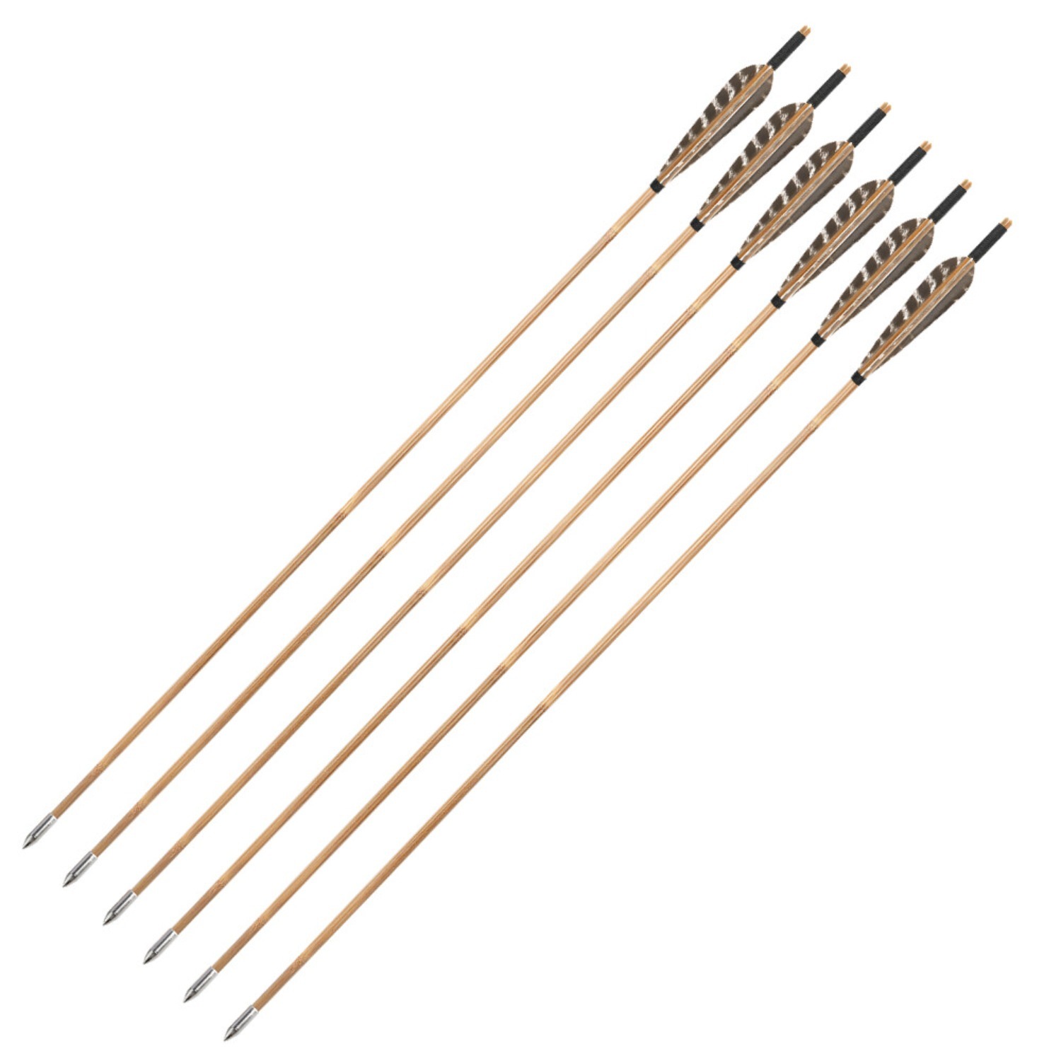 Handmade Bamboo Arrows 12-Pack with Turkey Feather Fletching 85cm