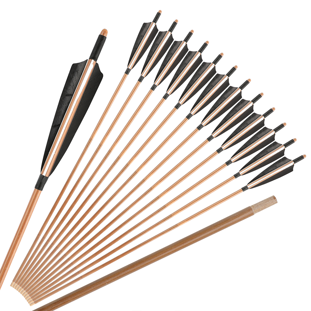 5-Inch Shield Feather Bamboo Arrows 6/12pcs – 8mm Shaft