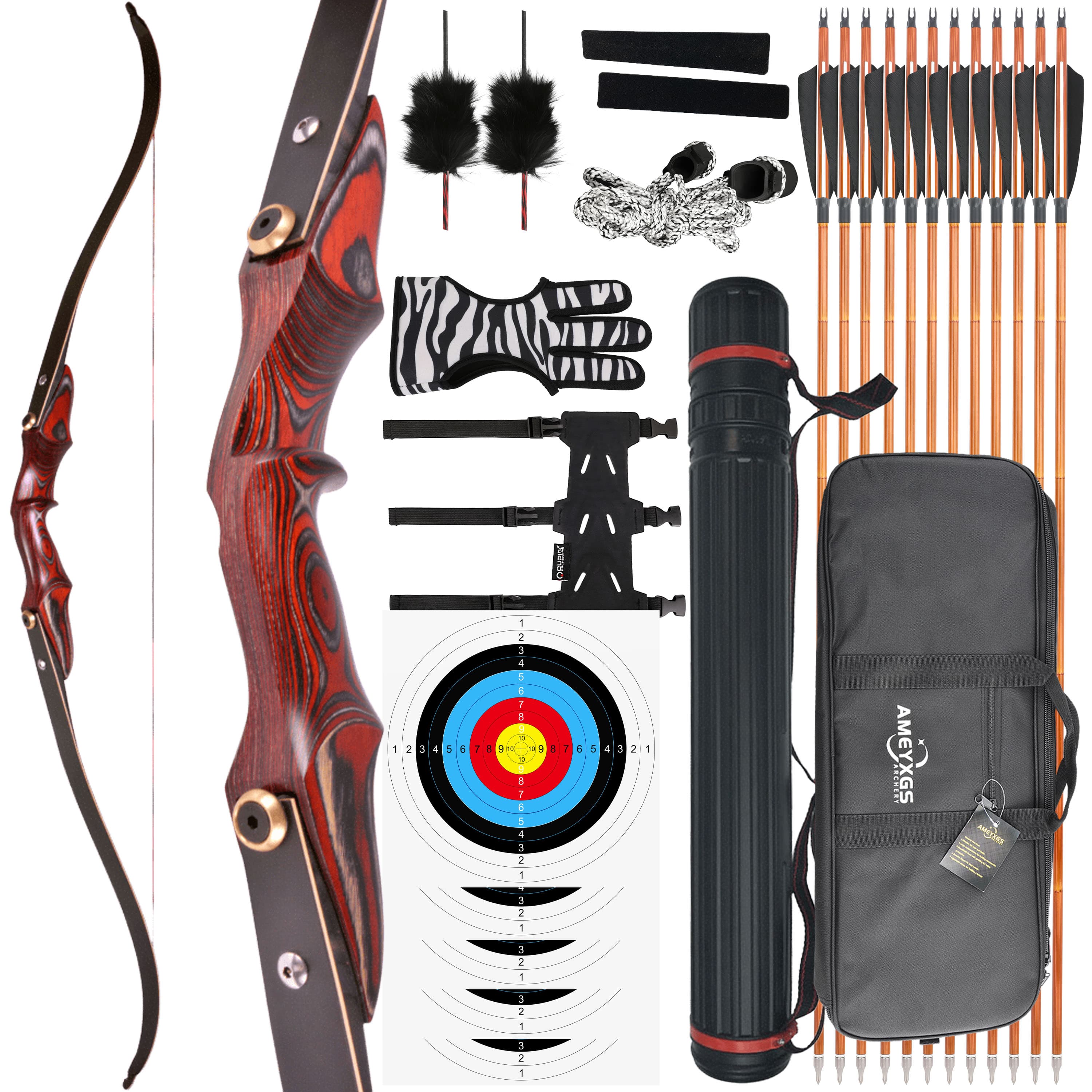 58" Wooden ILF Takedown Recurve Bow for Traditional Archery 20–50 lbs